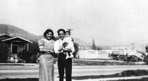 Mexican American family in front yard