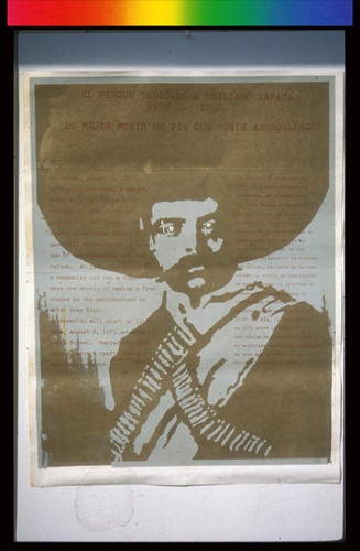 El Parque Dedicado a Emiliano Zapata, 1879-1920, "Es Mejor Morir de Pie que Morir Arrodillado"