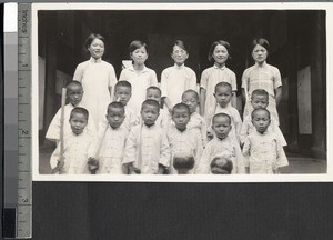 Kindergarten class and their teachers, Fuzhou, Fujian, China, ca. 1920