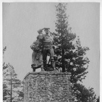 View of the Pioneer Monument to the Donner Party near Donner Lake, California. Dedicated June 6, 1918. Became California State Landmark, #134