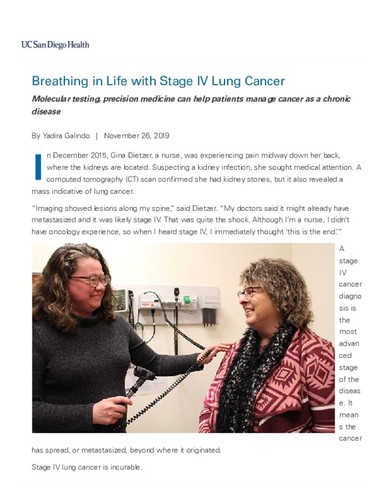 Breathing in Life with Stage IV Lung Cancer