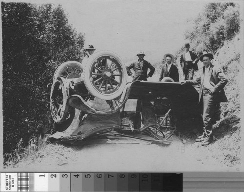 Congressman William Kent's Party on the Road to Muir Woods for a Barbecue in an Automobile Wreck