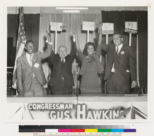 Augustus F. Hawkins celebrating the 1966 election results