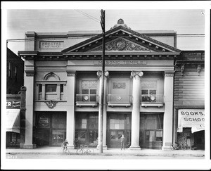 Exterior view of the Masonic Temple in San Bernardino, ca.1903(?)