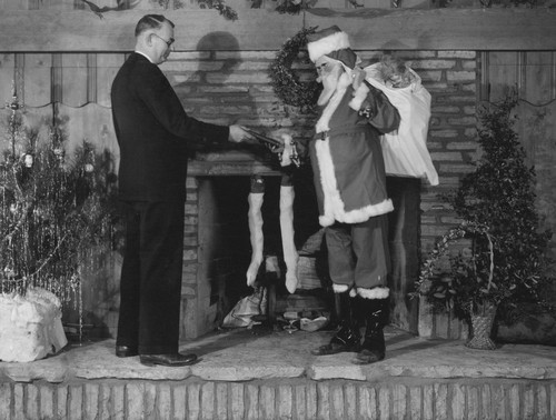 Andrew P. Hill, Jr. and Santa Claus at Santa Maria Union High School