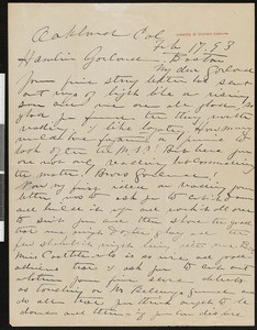 Joaquin Miller, letter, 1893-02-17, to Hamlin Garland