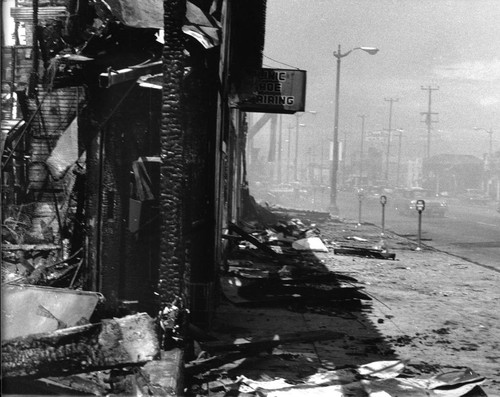 Destroyed Black Panther office, Los Angeles, 1969