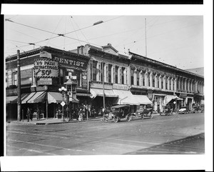 View of the corner Main Street and First Street, looking north from the west side of First Street, January 1, 1926