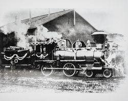 North Pacific Coast Railroad train pulled by Engine Number 20 stands ready for her first run, Sausalito, California, about 1900