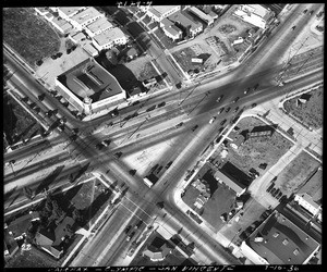 Aerial view of intersection-Fairfax, Olympic & San Vicente, 1936