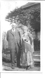 William and Leona Rosebrook on the porch steps of their farmhouse on Mill Station Road in Sebastopol at the time of their golden wedding anniversary, November 1925