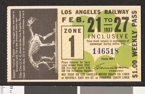 Los Angeles Railway weekly pass, 1937-02-21