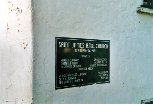 St. James A.M.E. Church plaque