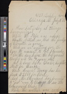Don Carlos Taft, letter, 1903-07-16, to Zulime Garland