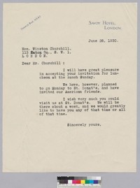 Letter to Winston Churchill