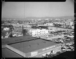 Construction of Santa Monica Fwy over Figueroa St, 1958