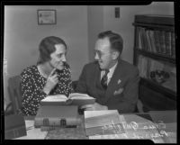 Bayard Rhone, deputy Attorney-General, and Edna Quigley on their wedding day, Los Angeles, 1935