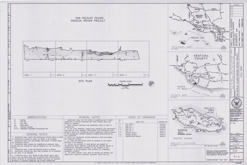 Title Sheet of San Nicolas Island Erosion Repair Project, San Nicolas Island (1 of 8)