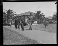 Brigadier-General Sherwood A. Cheney and Colonel Charles H. Hilton at Fort MacArthur, San Pedro, 1933
