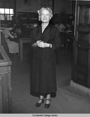 Elizabeth McCloy, College Librarian, Occidental College, in the Library