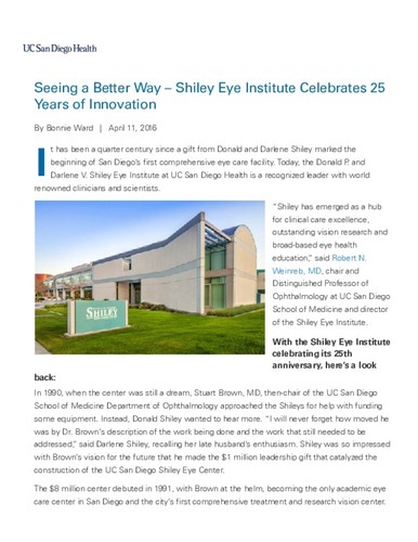Seeing a Better Way – Shiley Eye Institute Celebrates 25 Years of Innovation