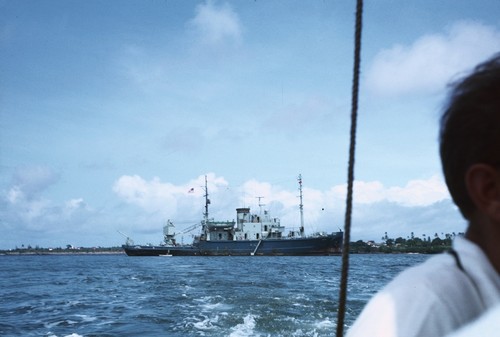 Research ship Argo during the Lusiad Expedition (1962-63). This expedition was an international effort to explore the Indian Ocean. On this expedition, the Scripps Institution of Oceanography research vessels Horizon and Argo sailed around the world to study the Indian Ocean, its currents and map its seafloor. Circa 1963