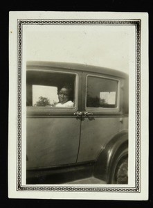 Emma F. Bradley in a car, Texas