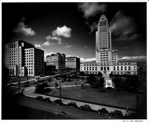 Facing South in front of City Hall in the Civic Center of Downtown Los Angeles at First Street and Spring Street