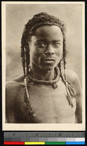 Portrait of a young man with braided hair, Congo, ca.1920-1940