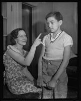 Helen Wiggins with son Eugene Wiggins, who was stranded in Chavez Ravine, Los Angeles, 1935