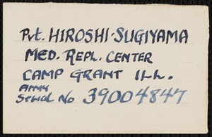 Sugiyama, handwritten identification card, Illinois