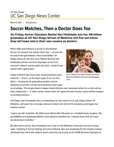 Soccer Matches, Then a Doctor Does Too