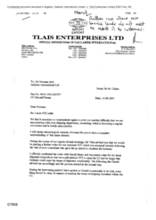 [Letter from Mike Clarke to Norman Jack regarding latest OTI order]