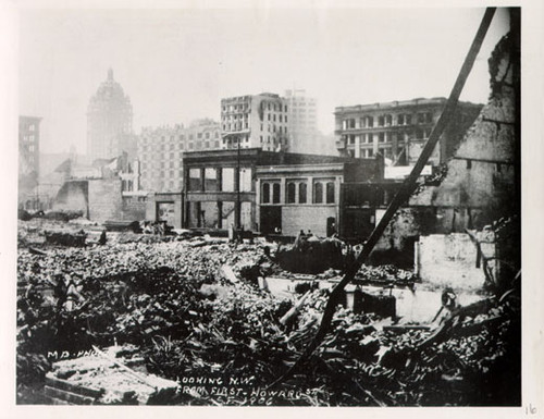 [Looking north west from 1st and Howard streets]