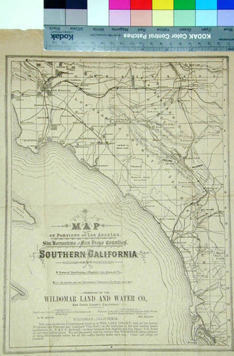 Map of portions of Los Angeles, San Bernardino and San Diego Counties, Southern California