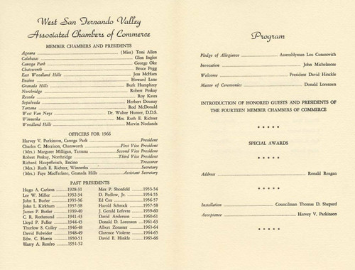 Chambers of Commerce Installation Banquet at Woodland Hills Country Club, 1966 (page 2)