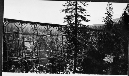 Kings River Canyon area, Logging, Trestle flume from Millwood to Trimmer