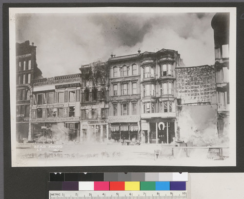 [Storefronts. Unidentified street during fire.]