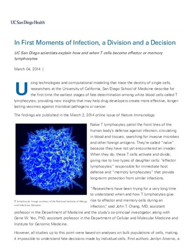 In First Moments of Infection, a Division and a Decision