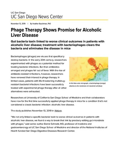 Phage Therapy Shows Promise for Alcoholic Liver Disease