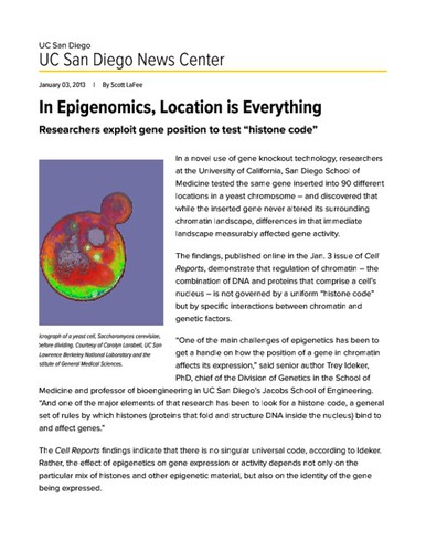 In Epigenomics, Location is Everything