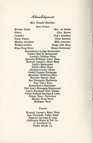 San Fernando Junior Women's Club fashion show program, 1961 (page 4)