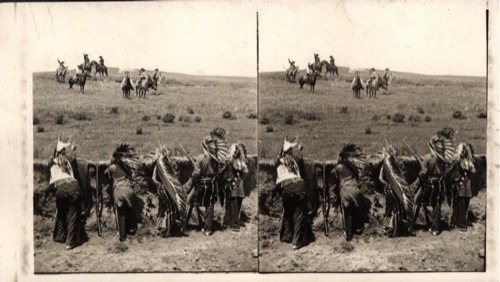 Fight between cowboys and Indians. Oklahoma