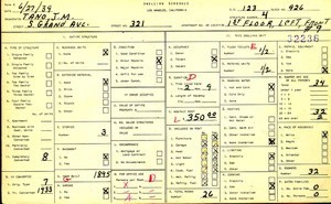 WPA household census for 321 S GRAND, Los Angeles