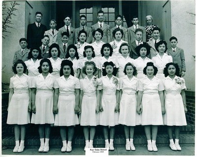 Stockton - Schools: Fair Oaks: Fair Oaks School students February 1943