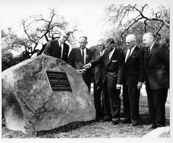 Exchange Bank officials dedicating the Doyle Park plaque, Santa Rosa, California, 1962