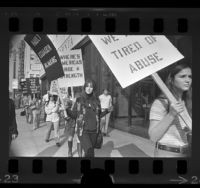 Wives of San Diego tuna fishermen picketing the Ecuadorian consulate office, Los Angeles, 1971