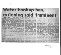 Water hookup ban, rationing said 'imminent