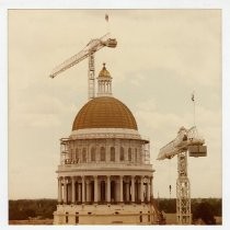 Exterior view of the dome of the California State Capitol during restoration