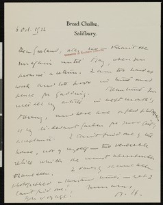 Maurice H. Hewlett, letter, 1922-10-06, to Hamlin Garland